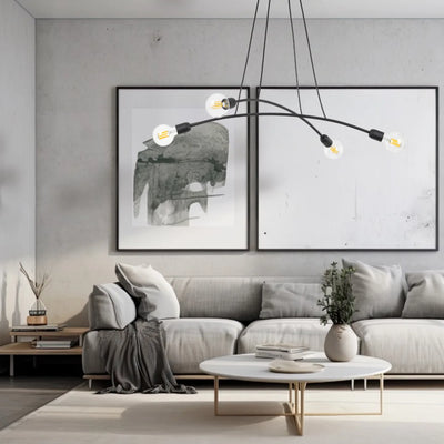 Suspension HELIX Noire Minimaliste à 4 Lumières pour Îlot de Cuisine et Table de Salle à Manger (Liquidation)