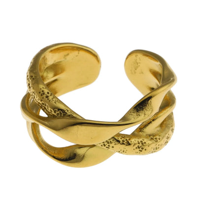 ORBANA : Bague empilable à design abstrait partiellement martelé