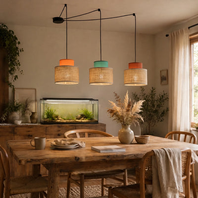 DUO Jute Adjustable 3-Light Pendant for Dining Table & Kitchen Island