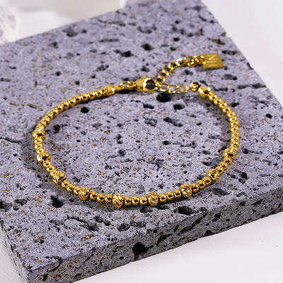 Style ANNABETH : Bracelet à chaîne en or à fusion de perles jumelles