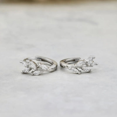 Sterling Silver Marquise Huggie Earrings