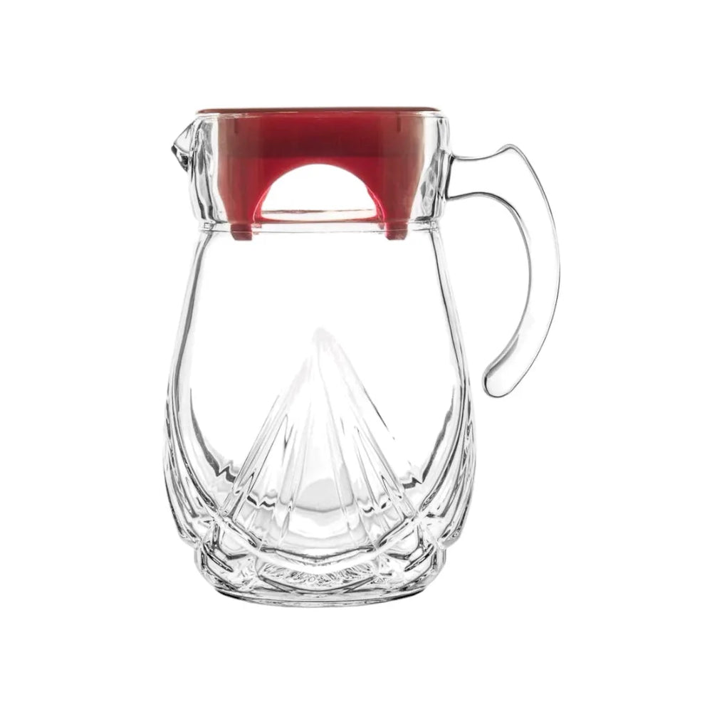 Pichet Arena Noritazeh en verre cristal avec couvercle rouge — 1,5 litre