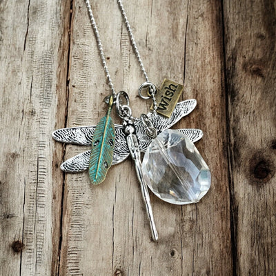 Collier Souhait Libellule en Cristal