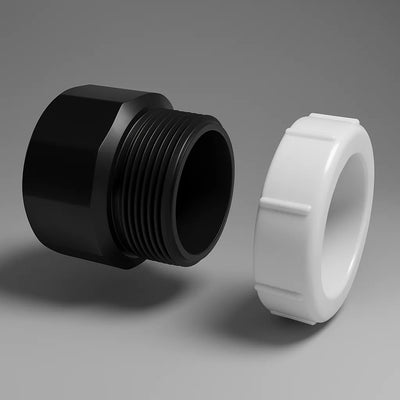 Adaptateur de siphon ABS LESSO — Moyeu × à emboîtement avec écrou, assainissement, certifié cUPC