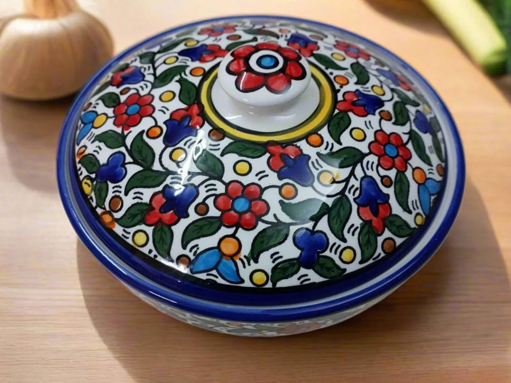 Grand Récipient de Service | Motif Floral Multicolore