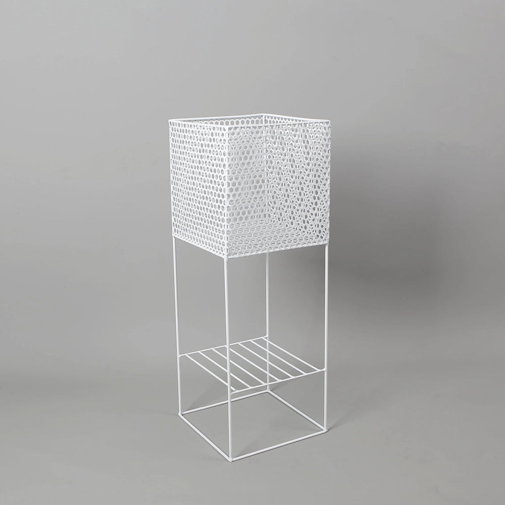Salma White Raised Metal Pot Planter 2.3’