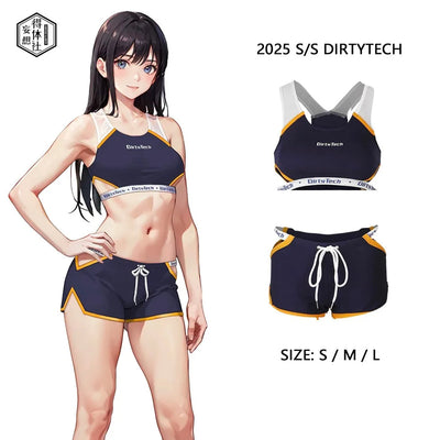 Ensemble de sport style anime pour la course et la boxe, haut court ajouré et short sexy