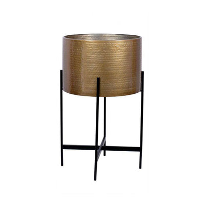 Chava - Jardinière en laiton style Mid-Century avec support noir (plusieurs tailles)