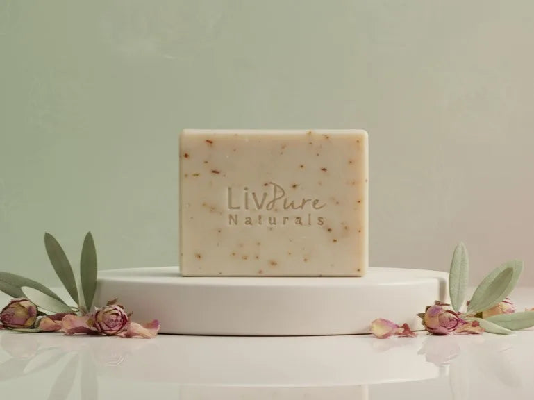 Rose de Damas - Savon à l'huile d'olive, barre hydratante pour le visage et le corps, soin floral naturel et biologique