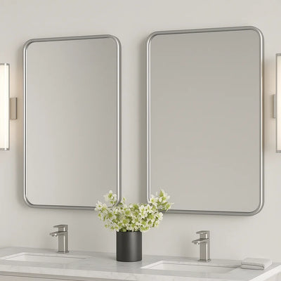 Ondelle Rounded Rectangle Bathroom Mirror — Slim Metal Frame, 4 Sizes