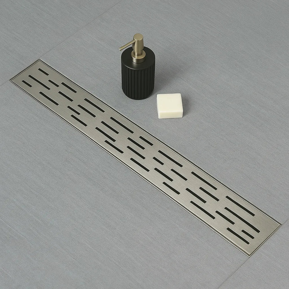 Drain de douche linéaire Cascena 32″, acier inoxydable 304 — avec grille ou pour carrelage