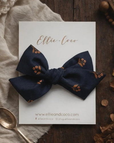 Navy Floral Oversize Bow