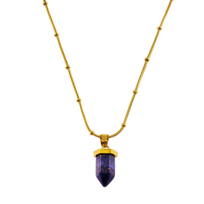 VIOLA : Collier avec pendentif en Lapis Lazuli sur chaîne texturée peau de serpent perlée