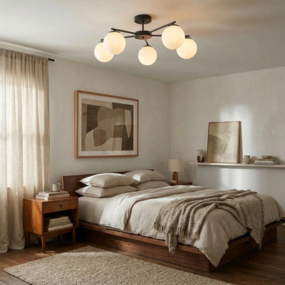 ELTON Noir Luminaire Plafond Scandinave 5 Lumières pour Salon, Chambre & Couloir