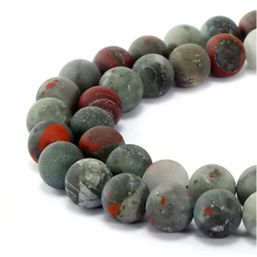 Perles de Jaspe Sanguin Givré d'Afrique