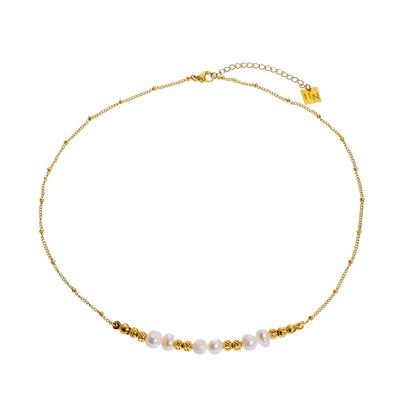 VILJA : Collier Harmonie Dorée avec Perles d'Or et Perles d'Eau Douce