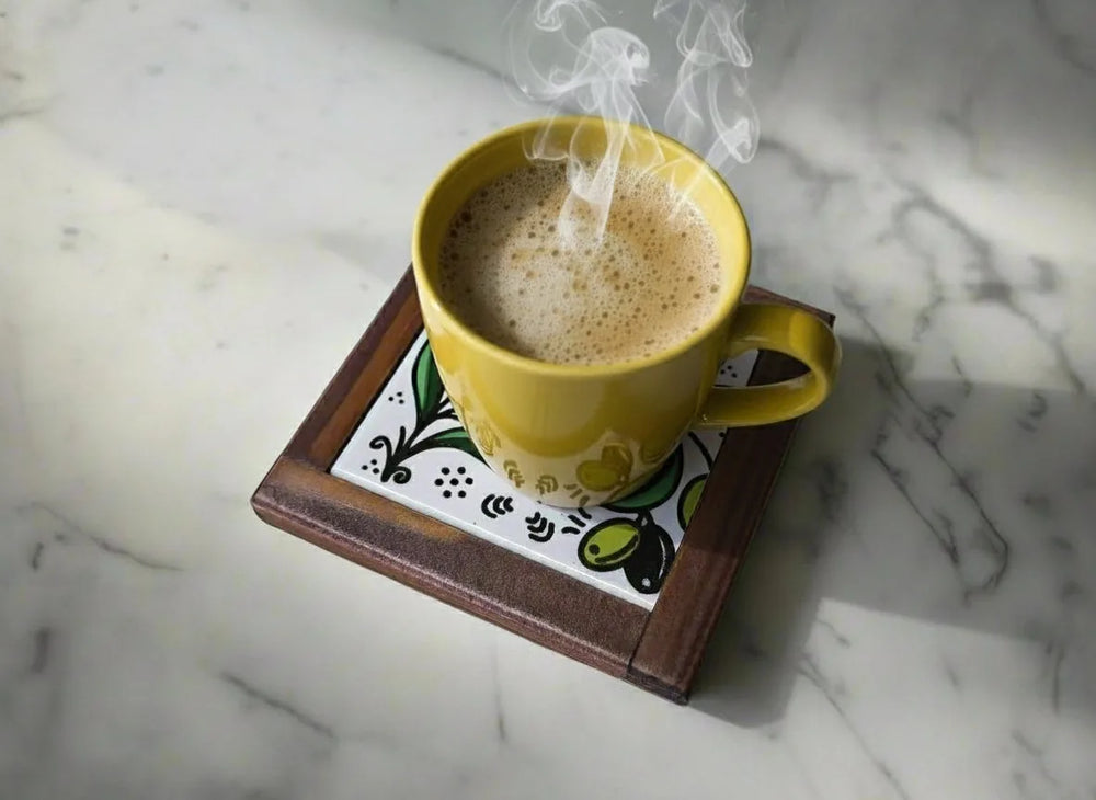 Coaster Handmade Palestine Ceramic Heat-Resistant for Coffee, Tea
