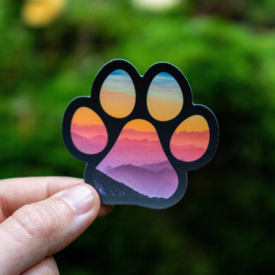 Autocollant Patte de Chien au Coucher du Soleil