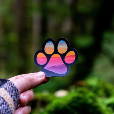 Autocollant Patte de Chien au Coucher du Soleil
