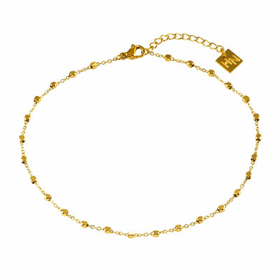 DEMELZA LG : Cheville contemporaine en or avec perles carrées délicates