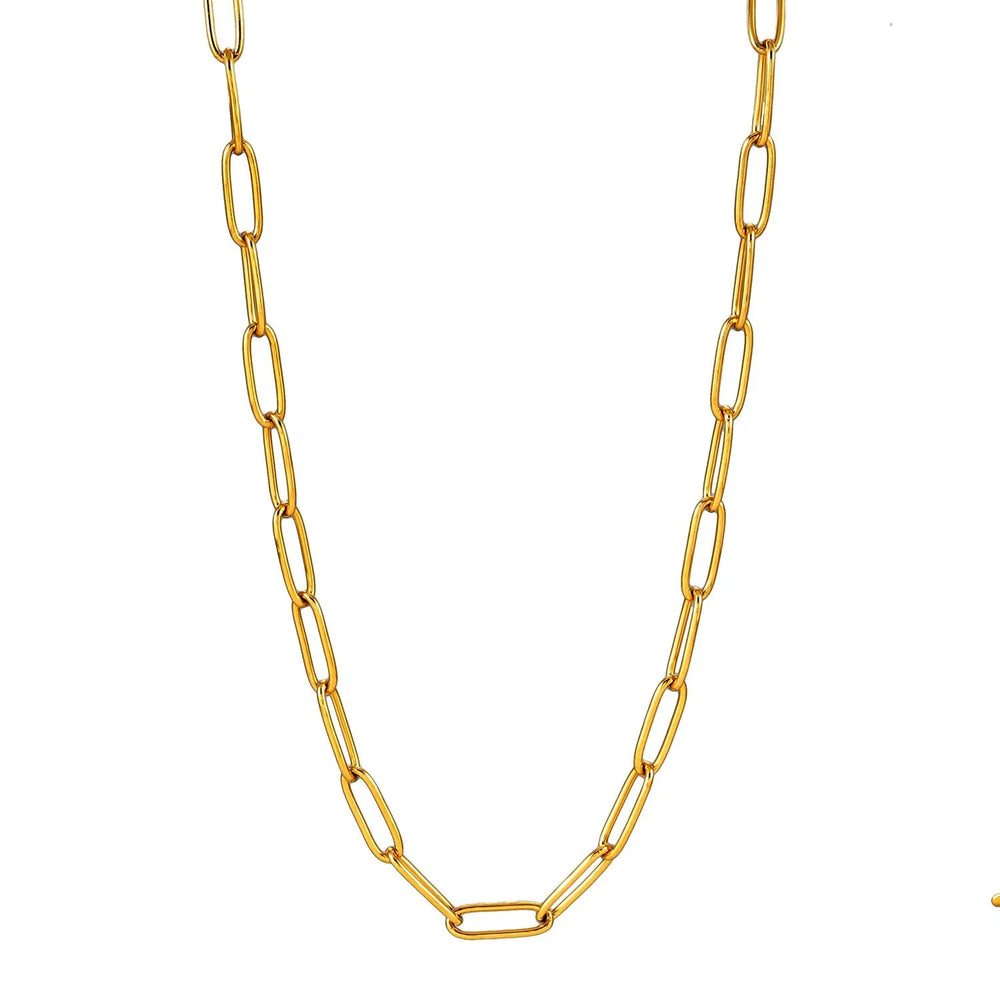 BARBICAN: Essential Gold Chain Link Paper-Clip Necklace - 22"