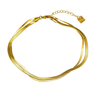 INESE LG: Snake-Skin Textured 2-Layer Gold Anklet
