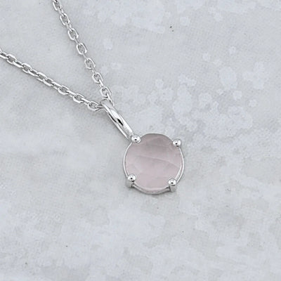 Collier en argent sterling et quartz rose