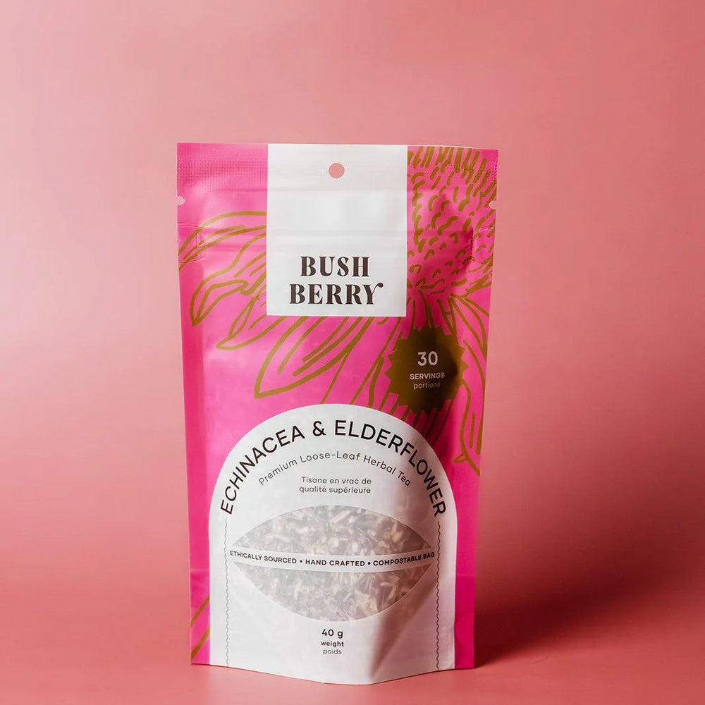 Thé biologique à l'échinacée et aux fleurs de sureau