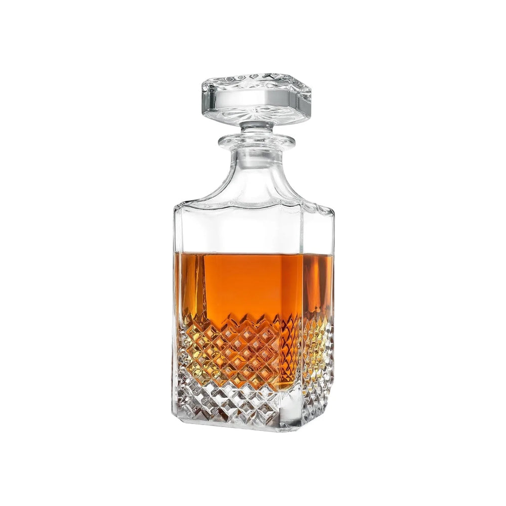 Carafe à whisky carrée taillée en cristal avec bouchon en verre — 29 oz