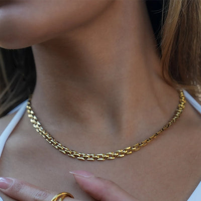 Style KOVVUR : Collier à double chaîne rétro en or