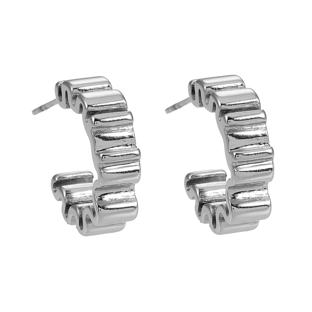 Style ALMORA : Boucles d'oreilles créoles torsadées d'inspiration rétro en or blanc (ton argent)