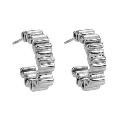 Style ALMORA : Boucles d'oreilles créoles torsadées d'inspiration rétro en or blanc (ton argent)