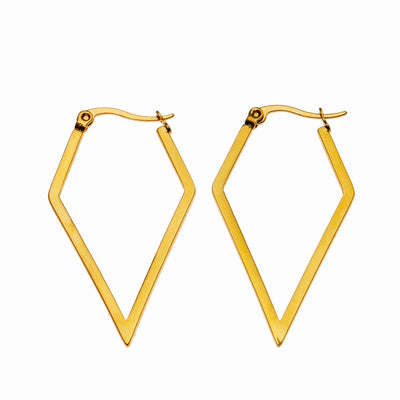BRONTE : Boucles d'oreilles anneaux contemporaines et épurées en forme de diamant