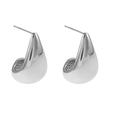 FORIA Or Blanc (Ton Argenté) : Boucles d'oreilles à clou style "goutte d'eau" épaisses et légères – Affirmation de confiance