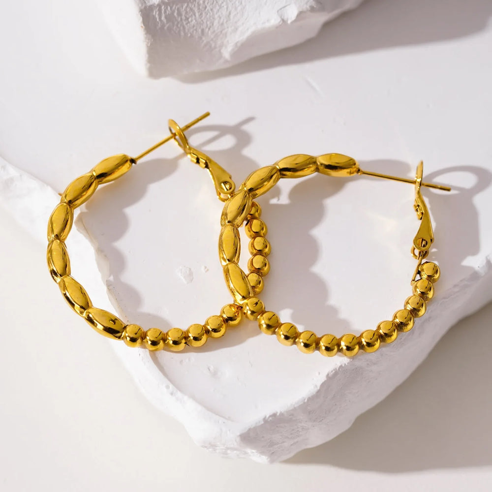 SAOREI : Boucles d'oreilles créoles à double perles