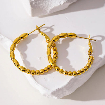 SAOREI : Boucles d'oreilles créoles à double perles