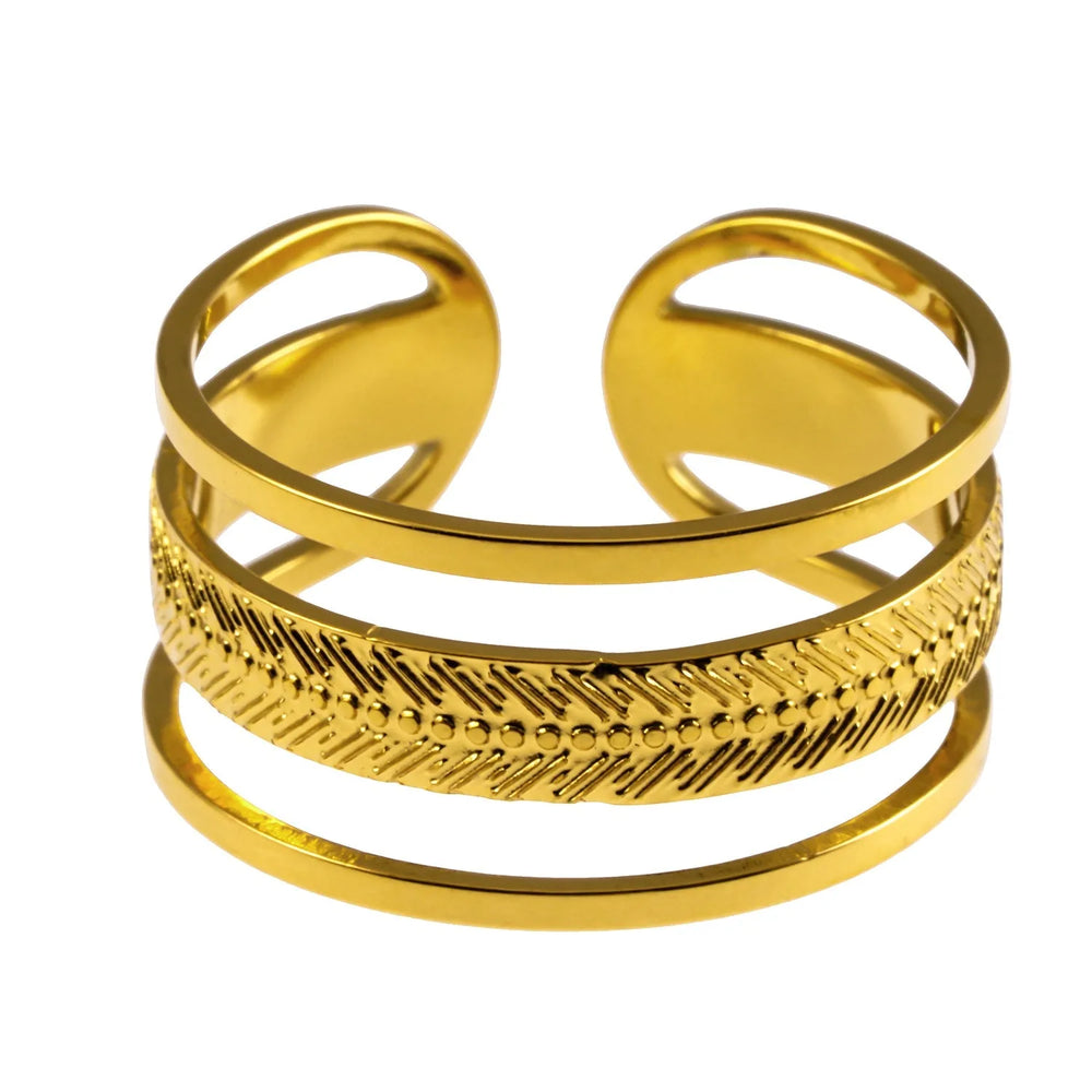 MATHEO : Bague texturée à triple empilement en or