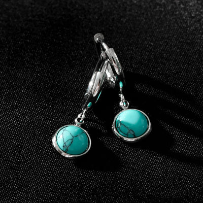 Style SAGRES Or Blanc (Ton Argenté) : Boucles d'oreilles pendantes inspirées du vintage avec pierre naturelle