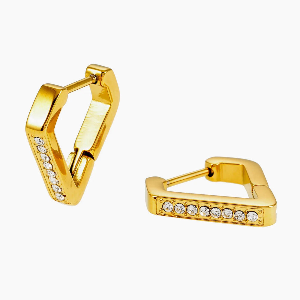 MARIETTA Or : Boucles d'oreilles anneau mini en forme de triangle avec zircone pavée