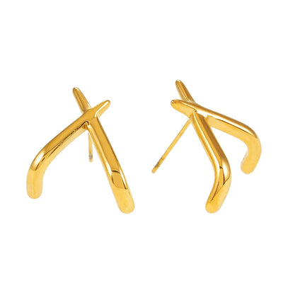 LINDSBORG : Boucles d'oreilles à clous géométriques entrecroisées en or