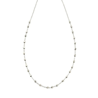 AUREOLE Argent (Or Blanc) : Chaîne Essentielle Quotidienne avec Délicates Perles Carrées