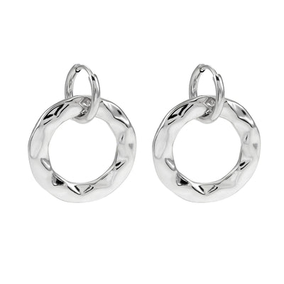 ELENA : Boucles d'oreilles créoles argentées texturées (or blanc)