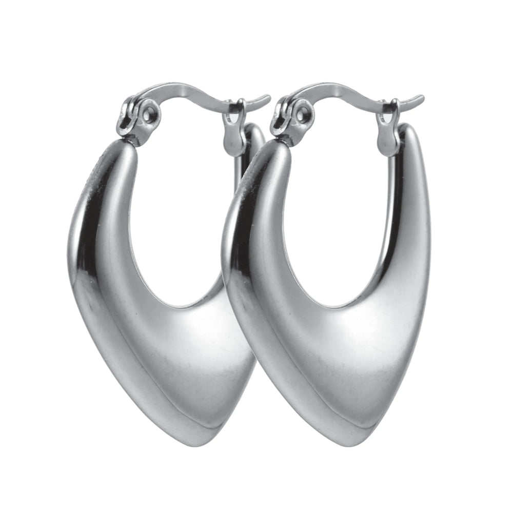 KAMIRA Or Blanc (Ton Argenté): Boucles d'oreilles anneaux géométriques asymétriques