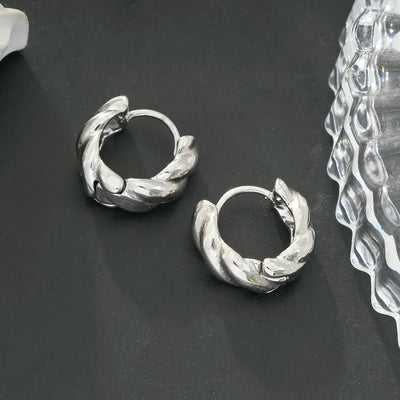 Boucles d'oreilles créoles mini épaisses TYLA fini ciselé texturé - Ton argent
