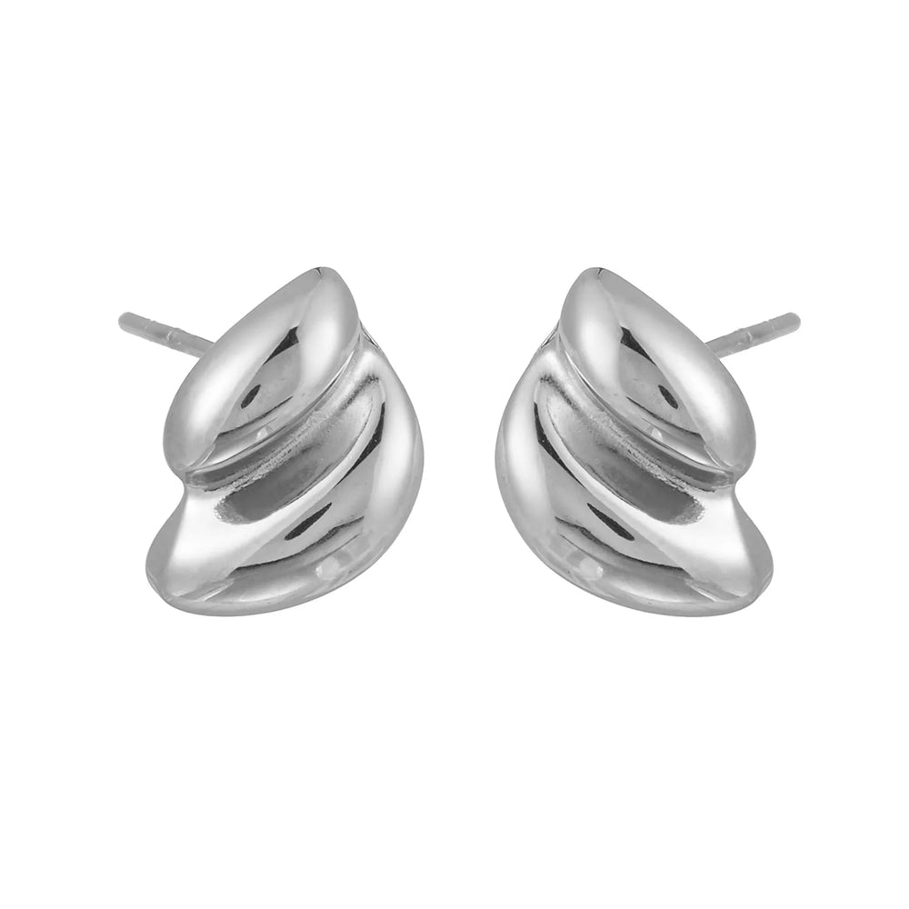 ARTEMIS Argent (Or Blanc) : Boucles d'oreilles contemporaines à motif abstrait