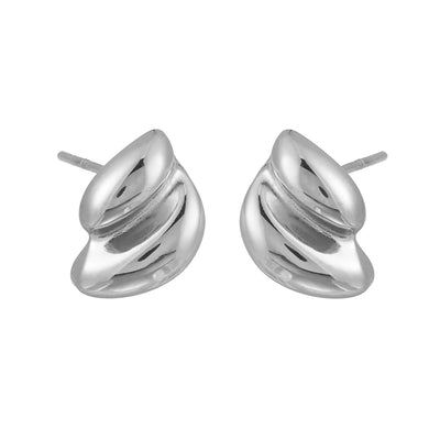 ARTEMIS Argent (Or Blanc) : Boucles d'oreilles contemporaines à motif abstrait