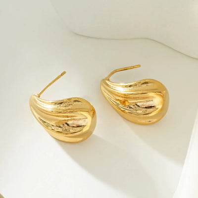 GEESI Or : Boucles d'oreilles texturées en forme de larme