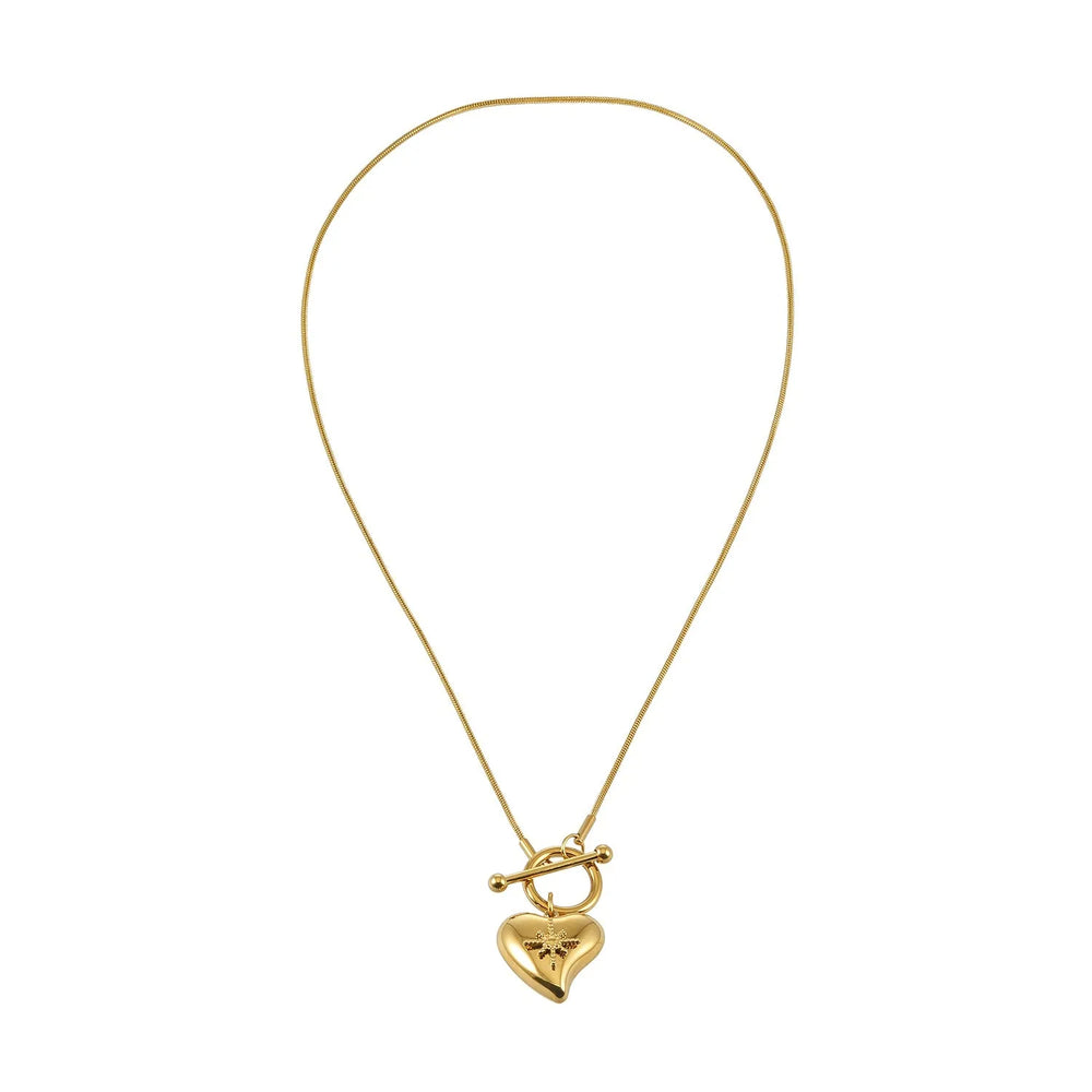 WANNI Gold: Radiant Heart Toggle Pendant Necklace – Contemporary Gold Heart Charm Statement Necklace