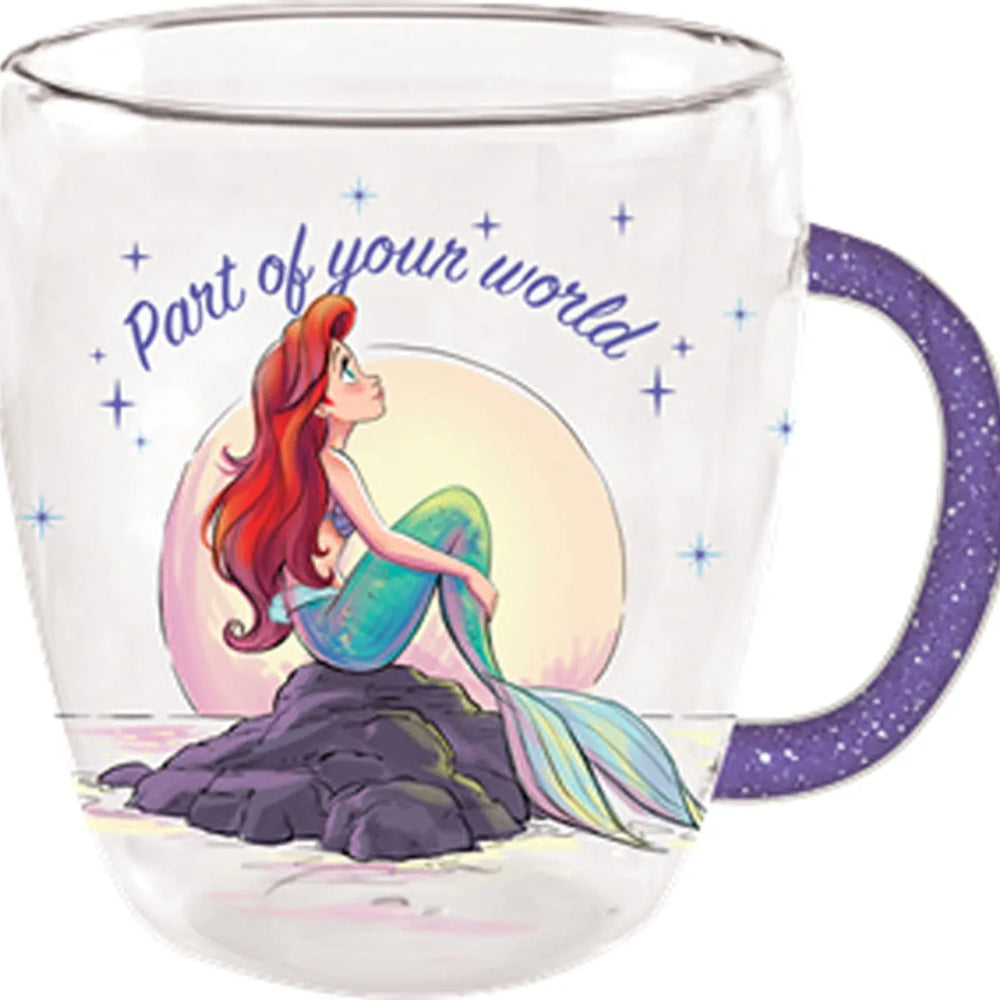 Petite Sirène - Fais-la-rêver Tasse en verre de 14 oz avec poignée pailletée