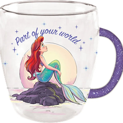 Petite Sirène - Fais-la-rêver Tasse en verre de 14 oz avec poignée pailletée